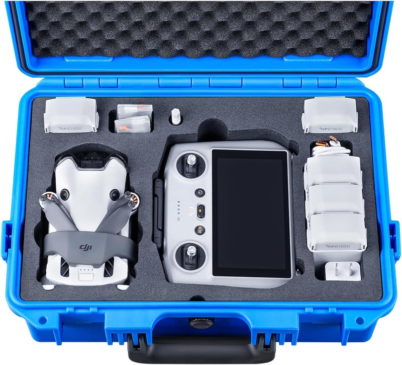Lykus Titan MM410 Waterproof Hard Case (Blue) for DJI Mini 4 Pro/Mini 3/Pro and DJI RC 2/RC/RC-N2/N1, Support 7 batteries and RC lanyard [CASE ONLY] - Image 1